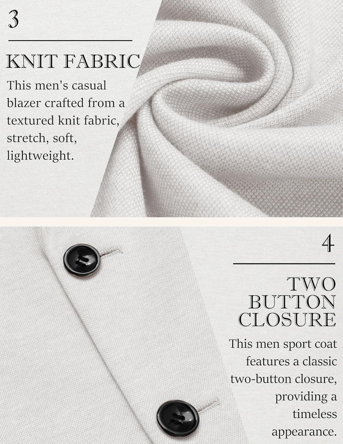 imageCOOFANDY Mens Casual Knit Blazer Slim Fit Lightweight Sport Coat Stretch Two Button Suit JacketWhite