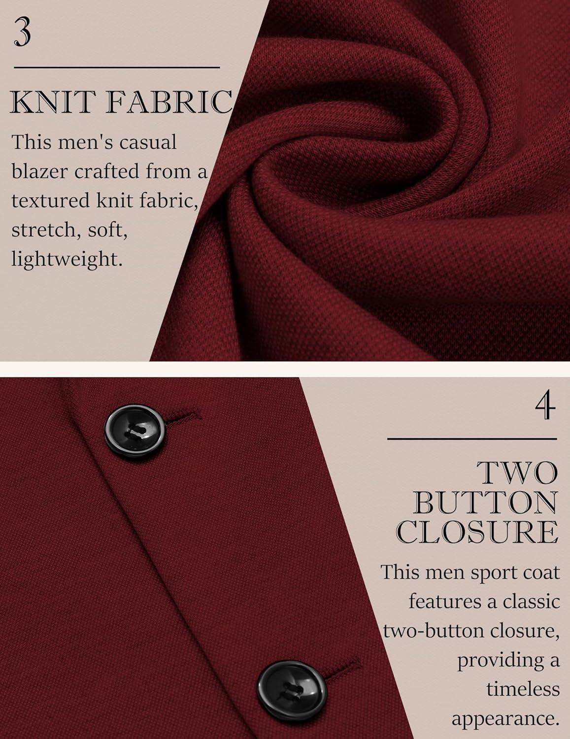 imageCOOFANDY Mens Casual Knit Blazer Slim Fit Lightweight Sport Coat Stretch Two Button Suit JacketWine Red