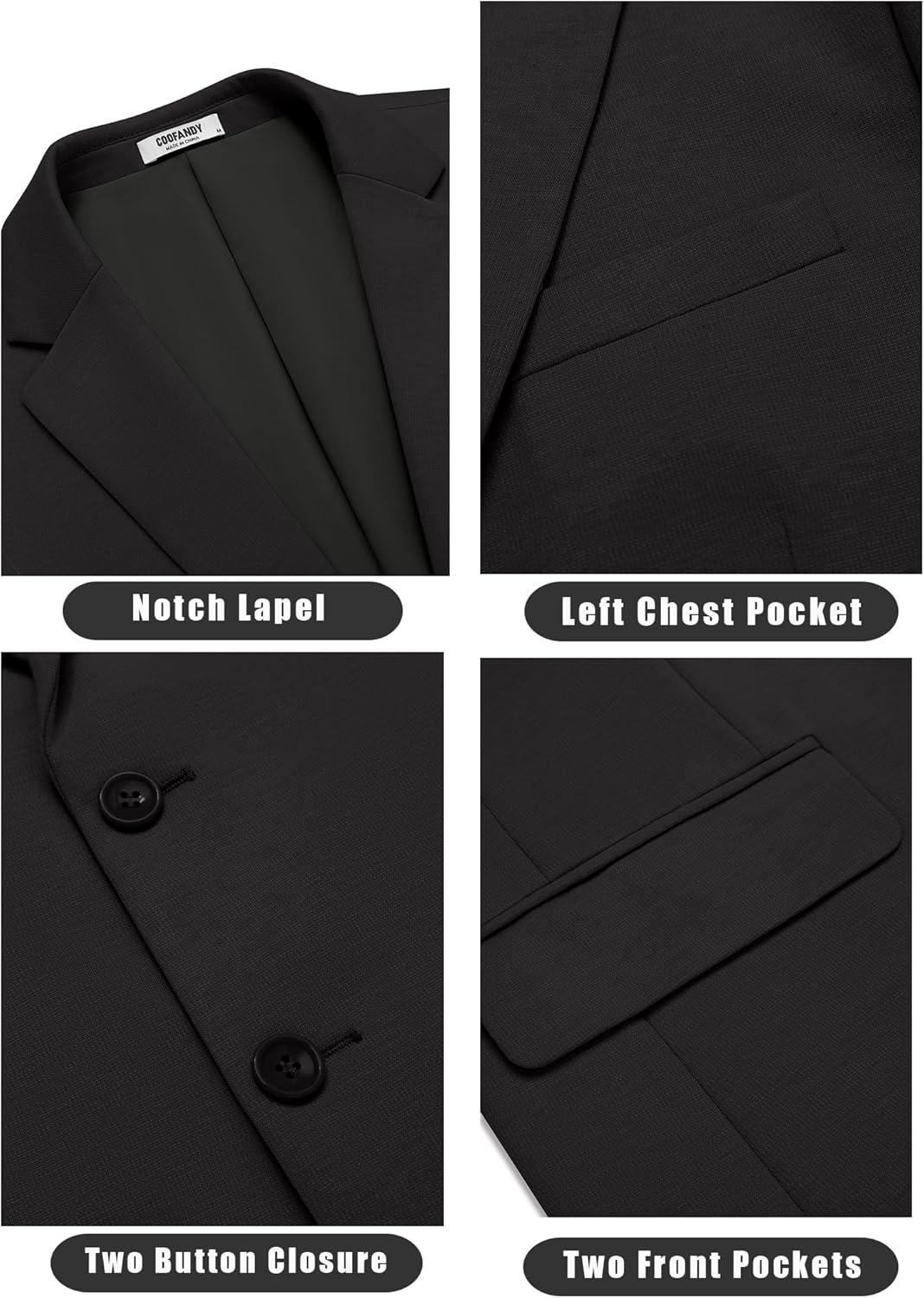 imageCOOFANDY Mens Casual Knit Blazer Stretch Slim Fit Sport Coat Two Button Lightweight Suit JacketsBlack