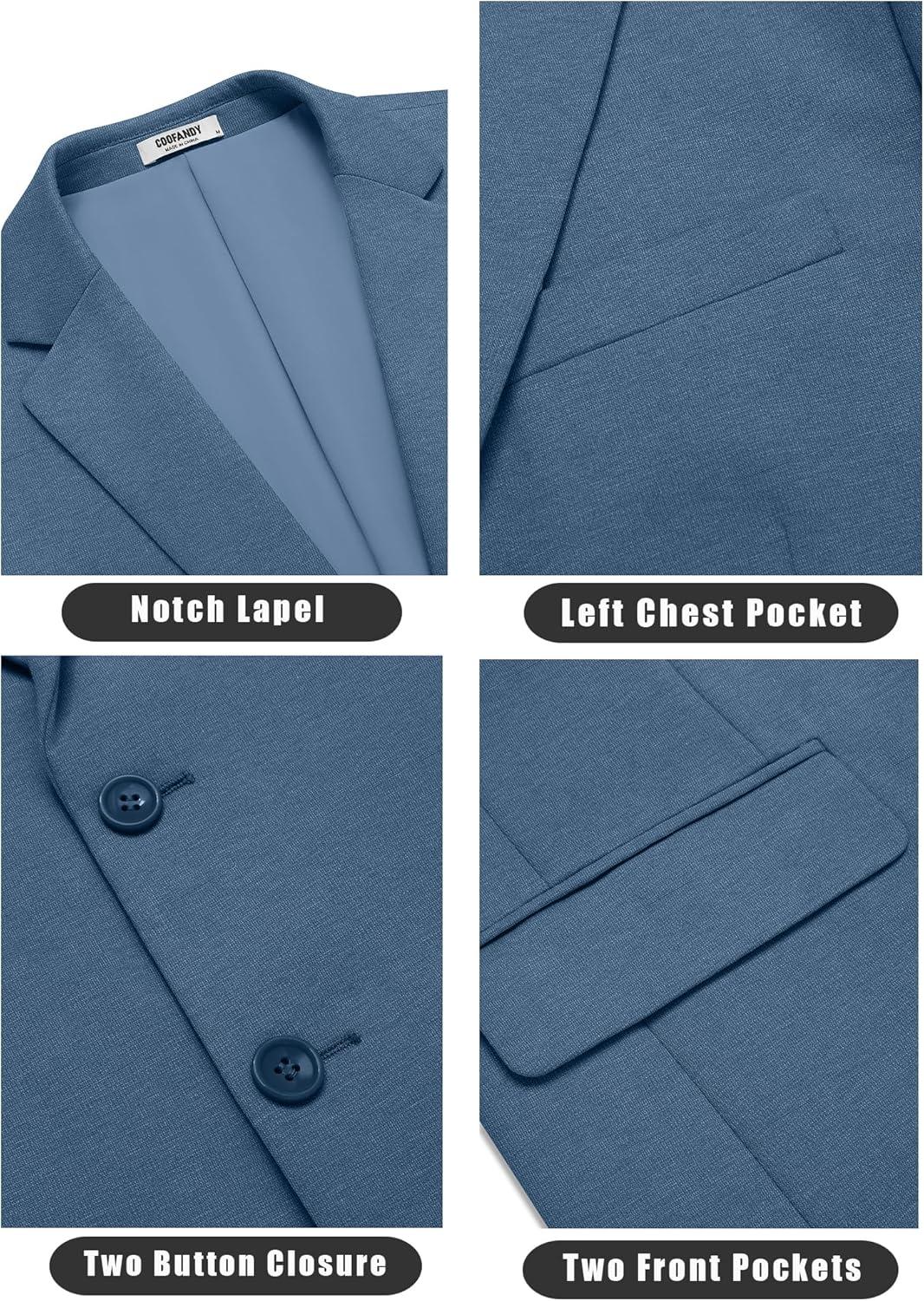 imageCOOFANDY Mens Casual Knit Blazer Stretch Slim Fit Sport Coat Two Button Lightweight Suit JacketsBlue