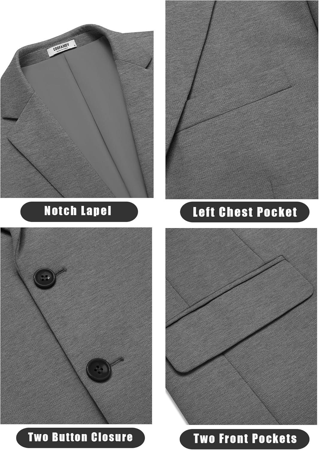 imageCOOFANDY Mens Casual Knit Blazer Stretch Slim Fit Sport Coat Two Button Lightweight Suit JacketsDark Grey