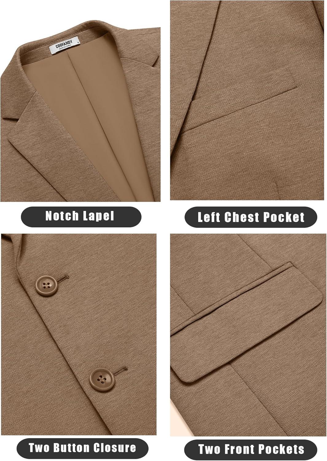 imageCOOFANDY Mens Casual Knit Blazer Stretch Slim Fit Sport Coat Two Button Lightweight Suit JacketsLight Brown