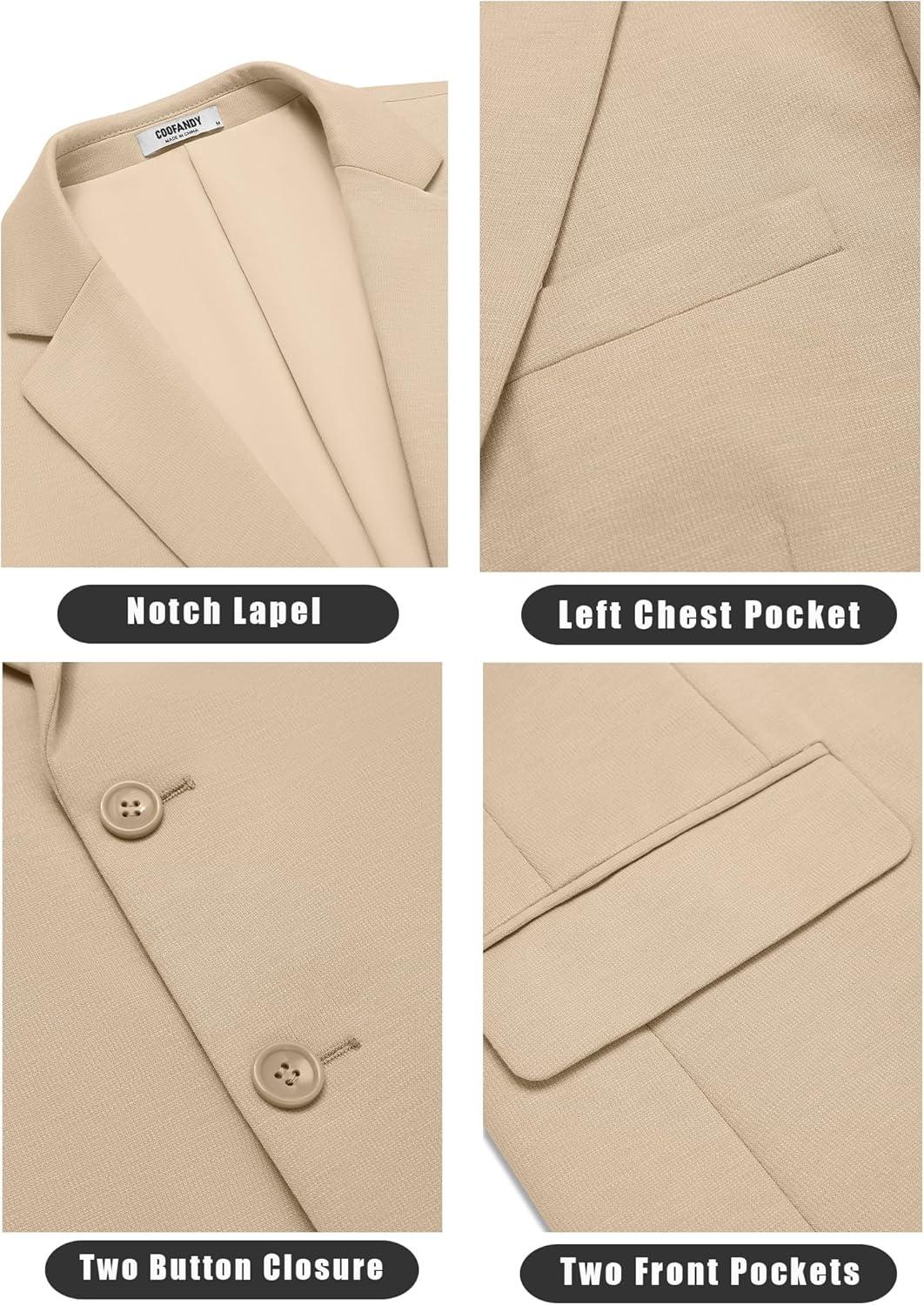 imageCOOFANDY Mens Casual Knit Blazer Stretch Slim Fit Sport Coat Two Button Lightweight Suit JacketsLight Khaki