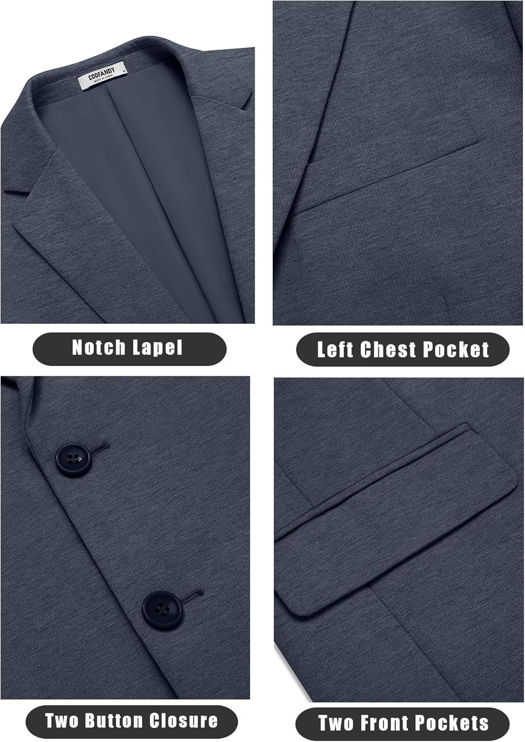 imageCOOFANDY Mens Casual Knit Blazer Stretch Slim Fit Sport Coat Two Button Lightweight Suit JacketsNavy Blue
