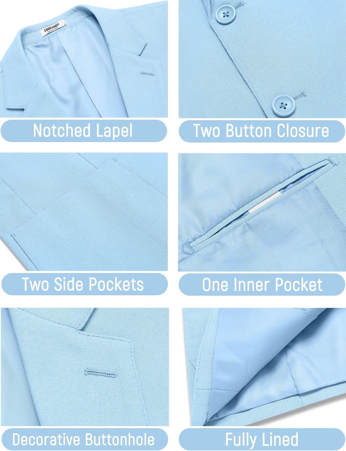 imageCOOFANDY Mens Casual Linen Blazer Jacket Lightweight Sport Coats Two Button Suit JacketsLight Blue