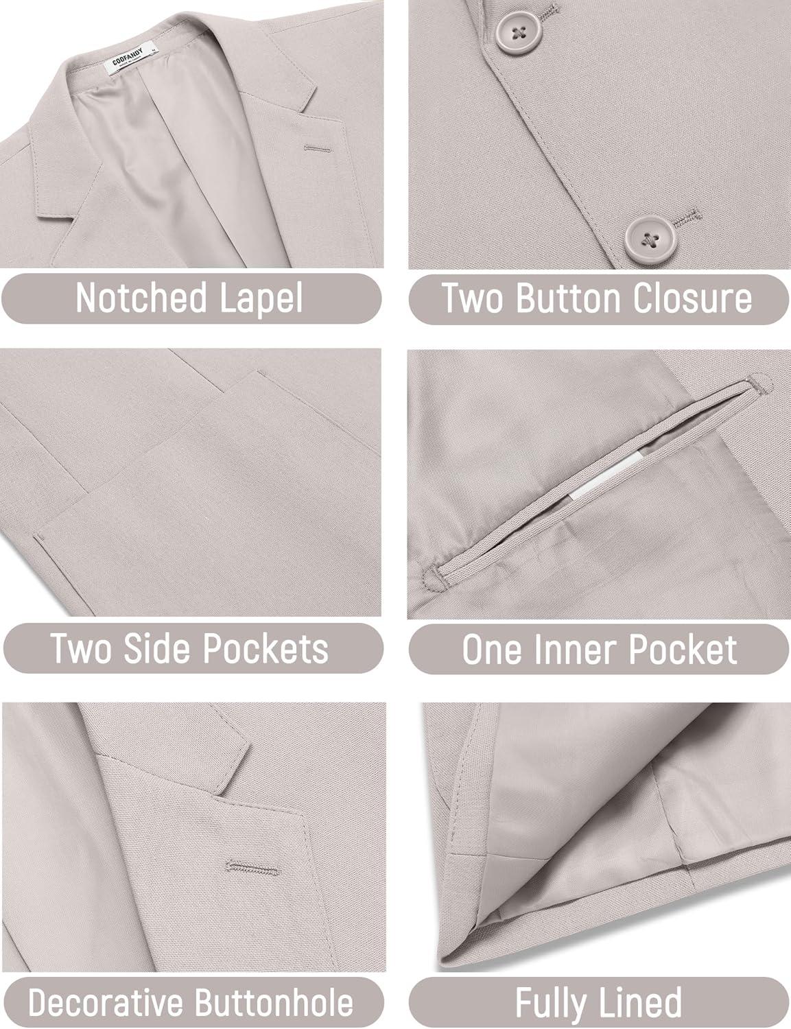 imageCOOFANDY Mens Casual Linen Blazer Jacket Lightweight Sport Coats Two Button Suit JacketsLight Grey