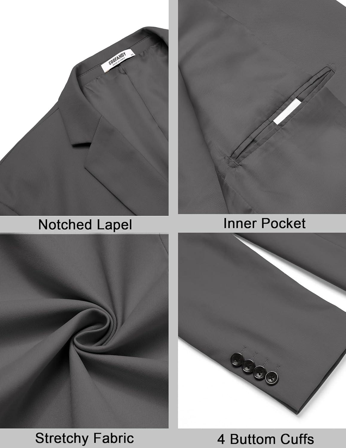 imageCOOFANDY Mens Casual Stretch Blazer Jacket Regular Fit Lightweight Sport Coat Two Button Suit JacketsDark Grey