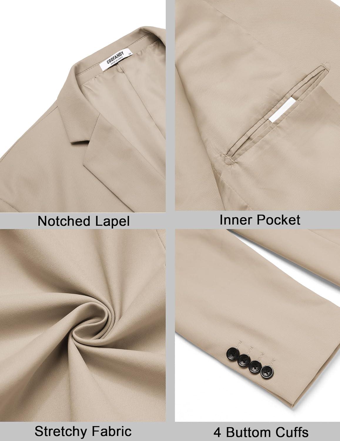 imageCOOFANDY Mens Casual Stretch Blazer Jacket Regular Fit Lightweight Sport Coat Two Button Suit JacketsKhaki