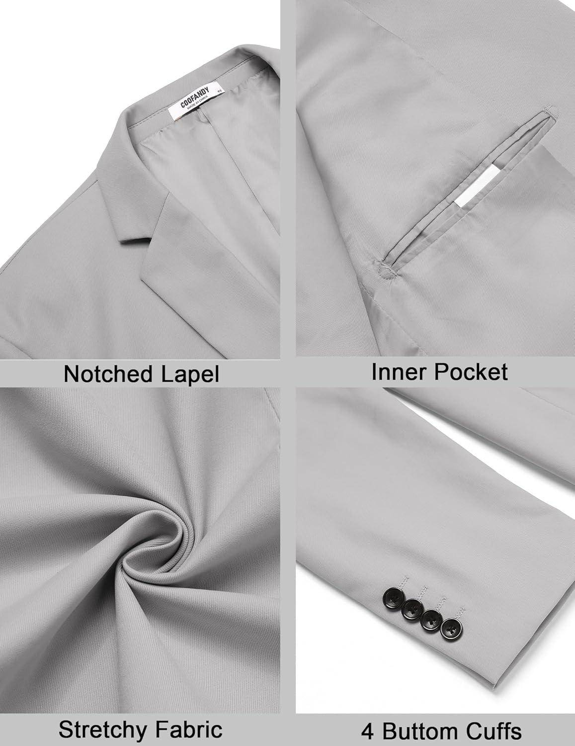 imageCOOFANDY Mens Casual Stretch Blazer Jacket Regular Fit Lightweight Sport Coat Two Button Suit JacketsLight Grey
