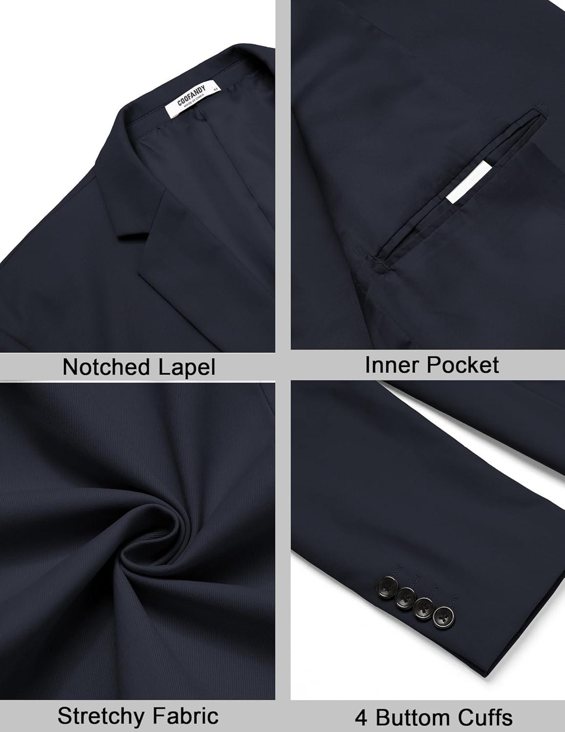 imageCOOFANDY Mens Casual Stretch Blazer Jacket Regular Fit Lightweight Sport Coat Two Button Suit JacketsNavy Blue