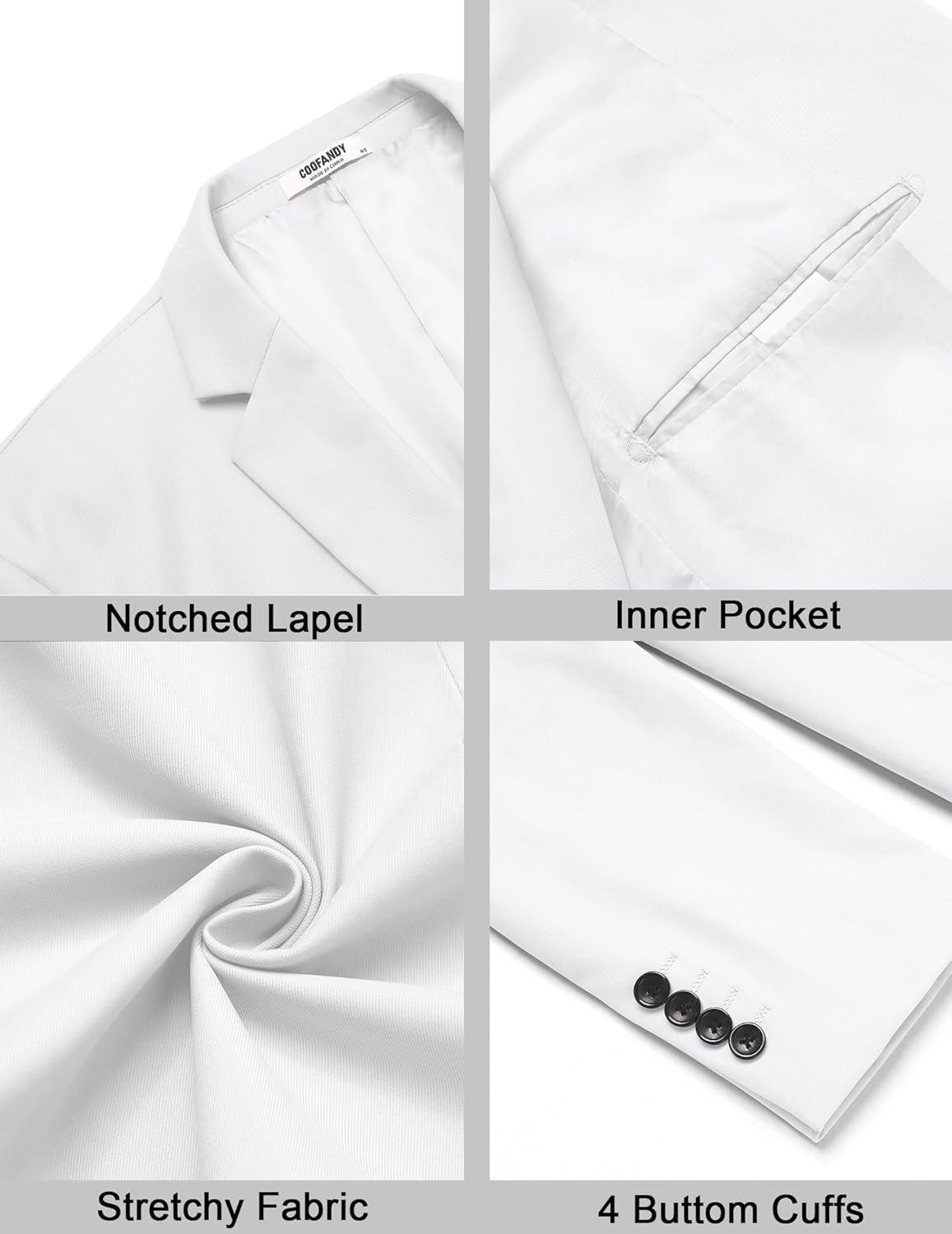 imageCOOFANDY Mens Casual Stretch Blazer Jacket Regular Fit Lightweight Sport Coat Two Button Suit JacketsWhite