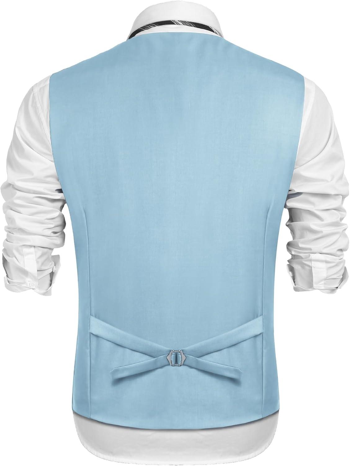 imageCOOFANDY Mens Suit Vest Formal Dress Vest Slim Fit Buesiness Wedding WaistcoatSky Blue