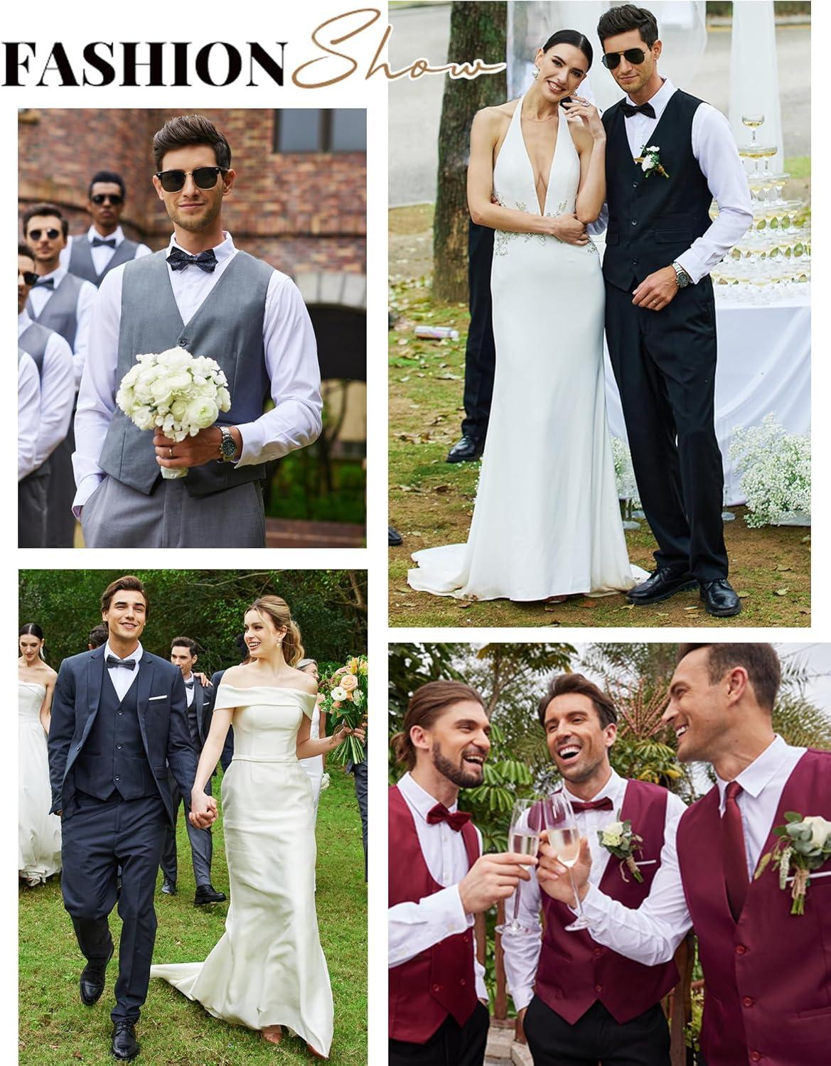 imageCOOFANDY Mens Suit Vest Slim Fit Formal Dress Waistcoat Casual Business Vests for Suit or TuxedoBeige