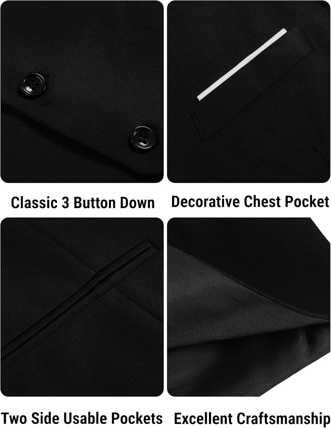 imageCOOFANDY Mens Suit Vest Slim Fit Formal Dress Waistcoat Casual Business Vests for Suit or TuxedoBlack