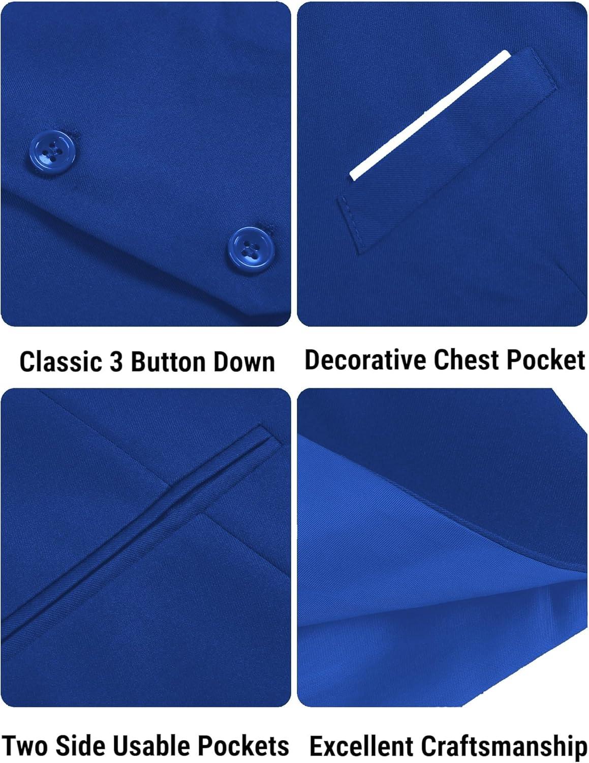 imageCOOFANDY Mens Suit Vest Slim Fit Formal Dress Waistcoat Casual Business Vests for Suit or TuxedoBlue