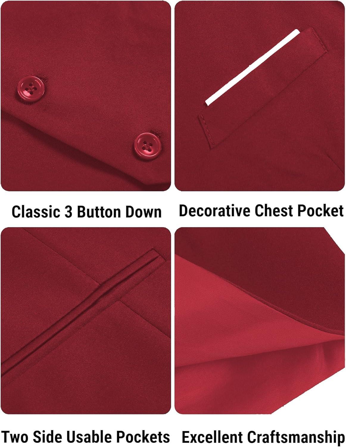 imageCOOFANDY Mens Suit Vest Slim Fit Formal Dress Waistcoat Casual Business Vests for Suit or TuxedoDark Red