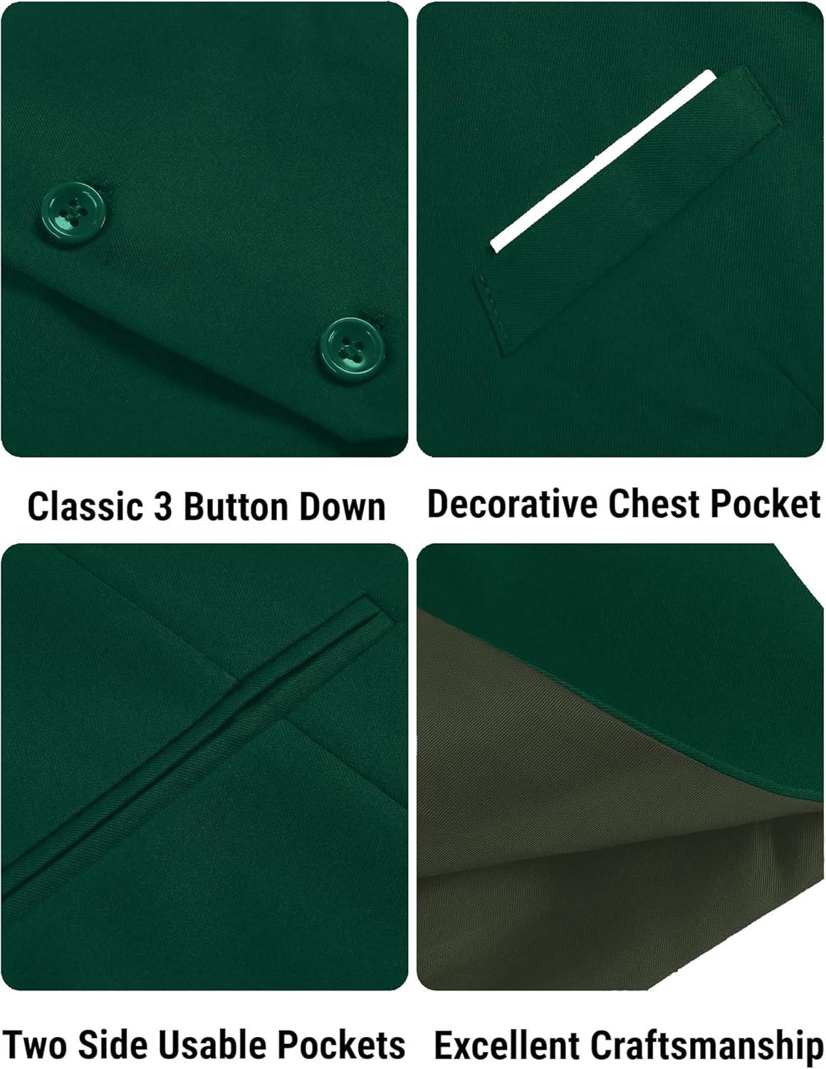 imageCOOFANDY Mens Suit Vest Slim Fit Formal Dress Waistcoat Casual Business Vests for Suit or TuxedoGreen