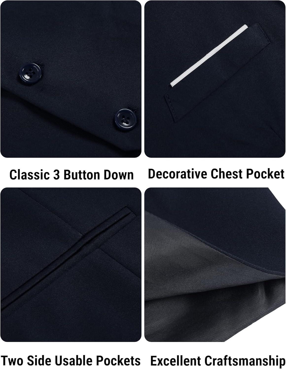imageCOOFANDY Mens Suit Vest Slim Fit Formal Dress Waistcoat Casual Business Vests for Suit or TuxedoNavy Blue