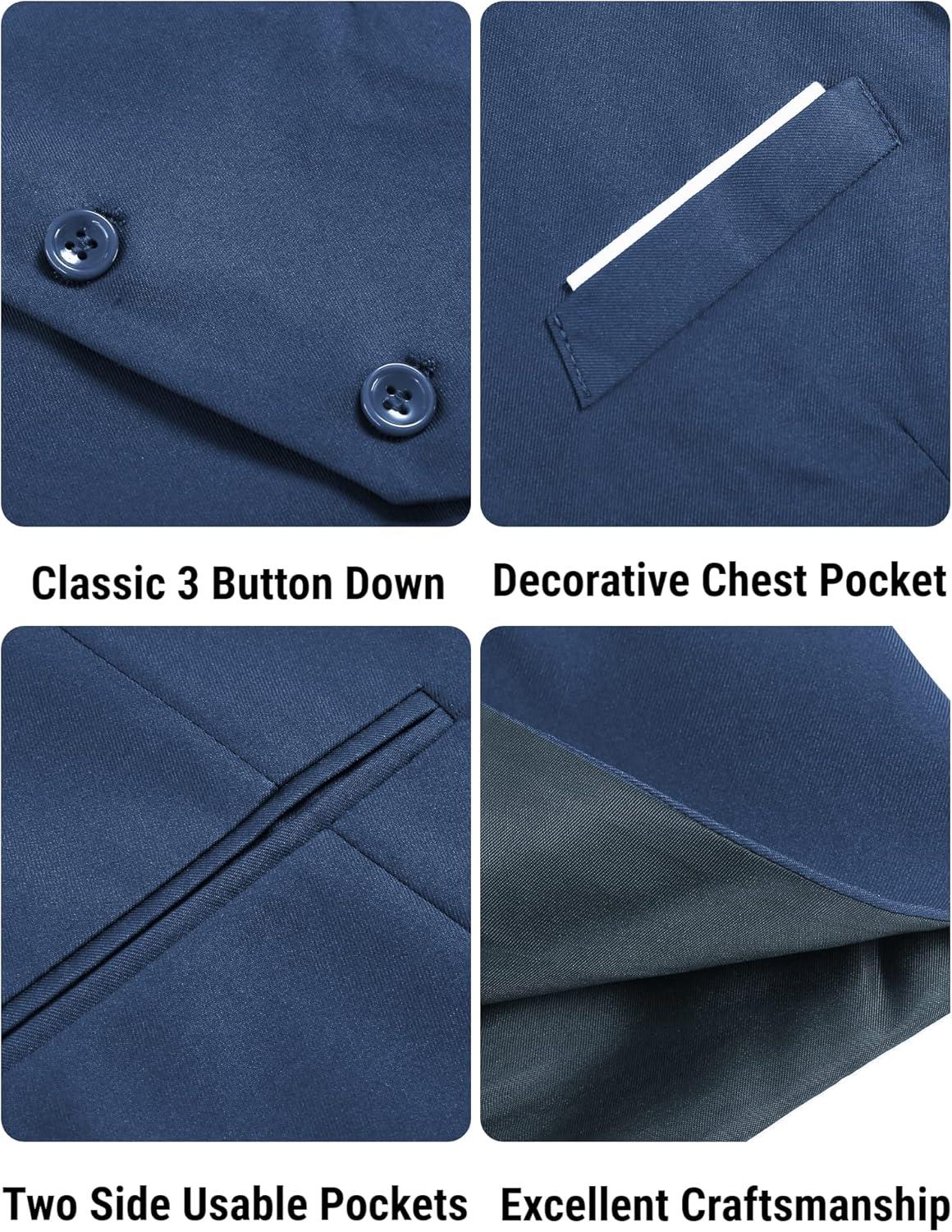 imageCOOFANDY Mens Suit Vest Slim Fit Formal Dress Waistcoat Casual Business Vests for Suit or TuxedoPeacock Blue
