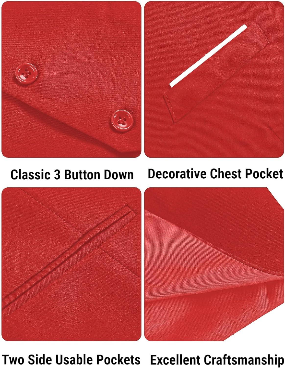 imageCOOFANDY Mens Suit Vest Slim Fit Formal Dress Waistcoat Casual Business Vests for Suit or TuxedoRed