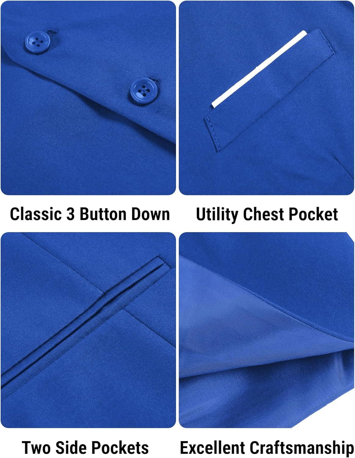 imageCOOFANDY Mens Suit Vest Slim Fit Formal Dress Waistcoat Casual Business Vests for Suit or TuxedoRoyal Blue