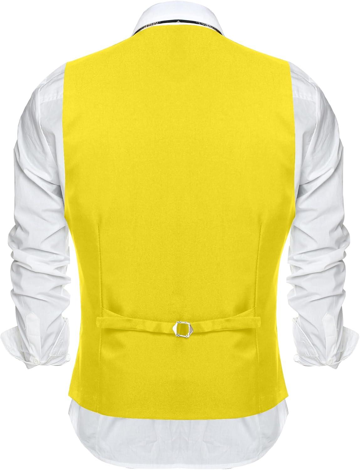 imageCOOFANDY Mens Suit Vest Slim Fit Formal Dress Waistcoat Casual Business Vests for Suit or TuxedoYellow