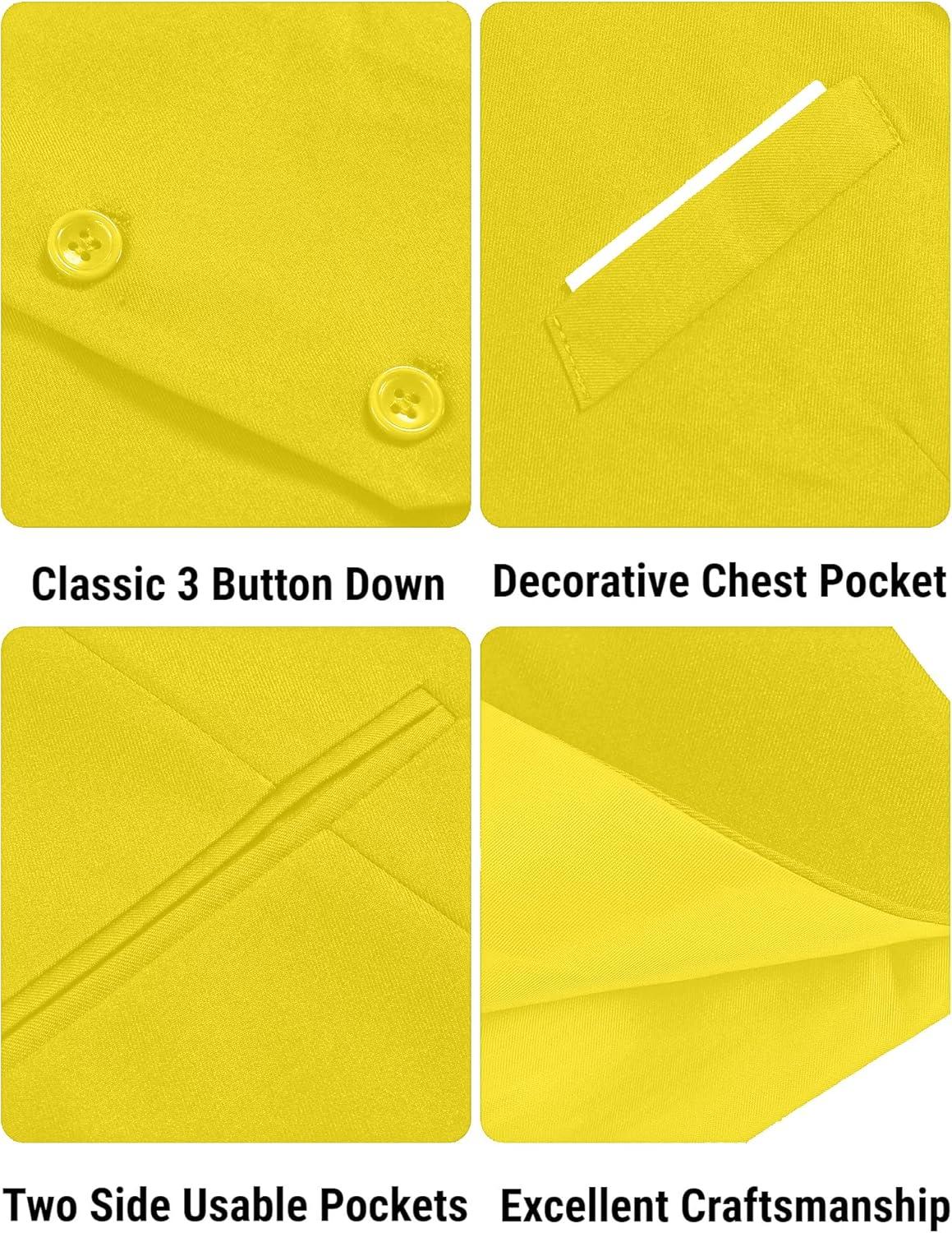 imageCOOFANDY Mens Suit Vest Slim Fit Formal Dress Waistcoat Casual Business Vests for Suit or TuxedoYellow