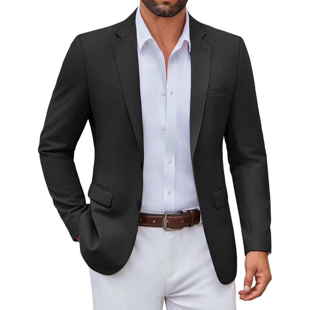 imageCOOFANDY Mens Casual Blazer Lightweight Sport Coats Two Buttons Slim Fit Suit Jacket for Business Wedding DressBlack