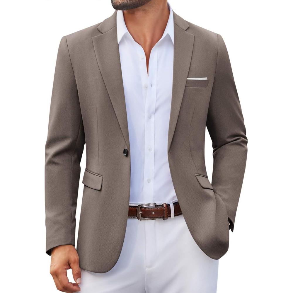 imageCOOFANDY Mens Casual Blazer One Button Sport Coats Lightweight Suit JacketTea Grey