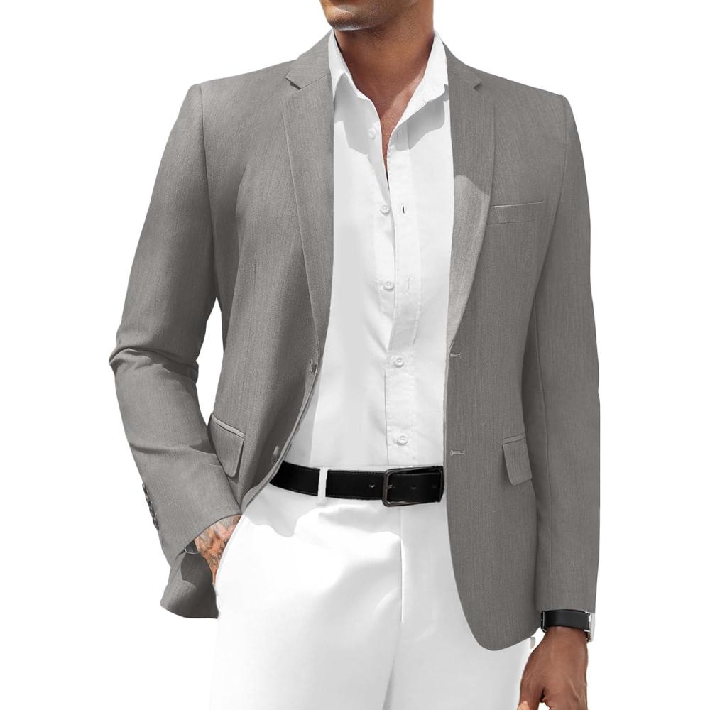 imageCOOFANDY Mens Casual Blazer Slim Fit Suit Jacket Two Button Lightweight Sport CoatDark Gray
