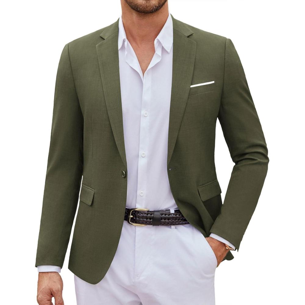 imageCOOFANDY Mens Casual Blazer Suit Jackets One Button Sport Coats Lightweight Business Sports JacketsArmy Green