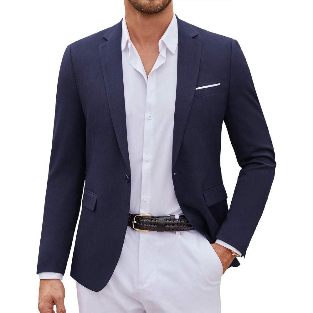 imageCOOFANDY Mens Casual Blazer Suit Jackets One Button Sport Coats Lightweight Business Sports JacketsDark Blue