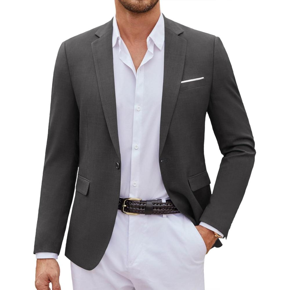 imageCOOFANDY Mens Casual Blazer Suit Jackets One Button Sport Coats Lightweight Business Sports JacketsDark Gray