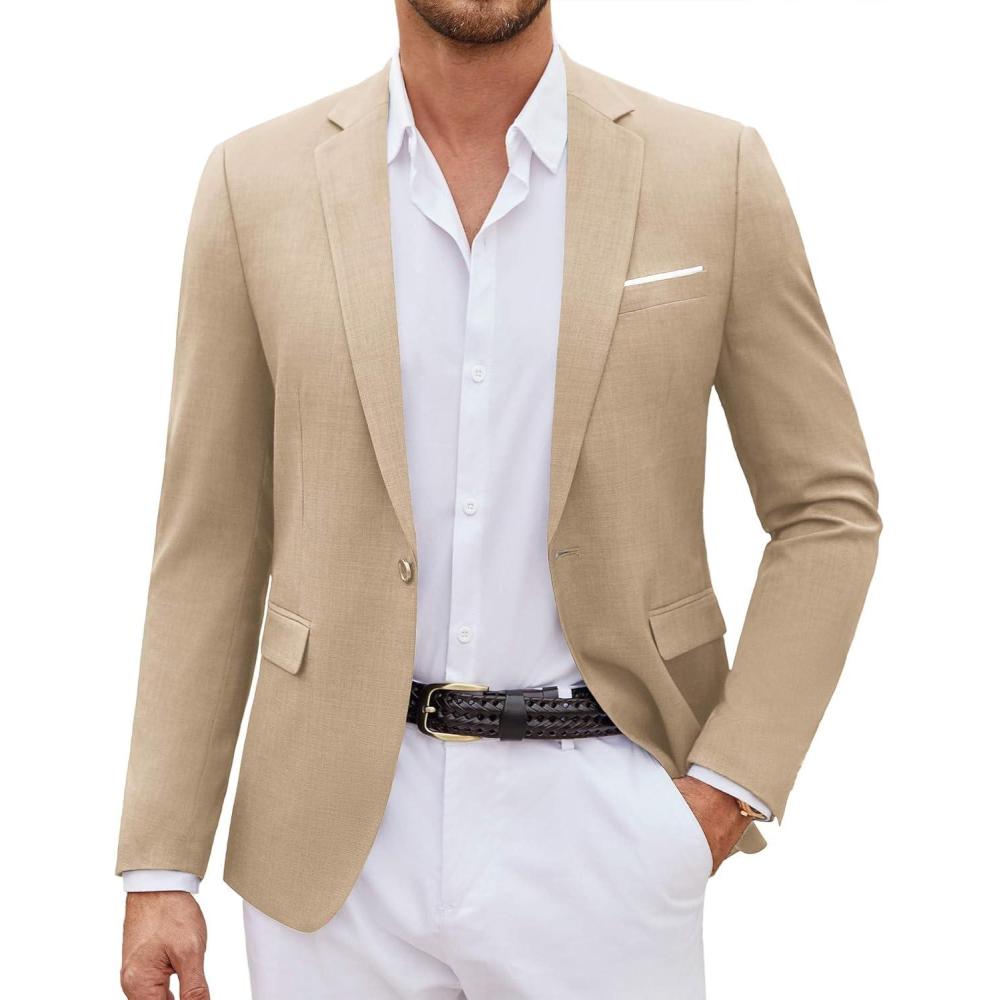 imageCOOFANDY Mens Casual Blazer Suit Jackets One Button Sport Coats Lightweight Business Sports JacketsKhaki