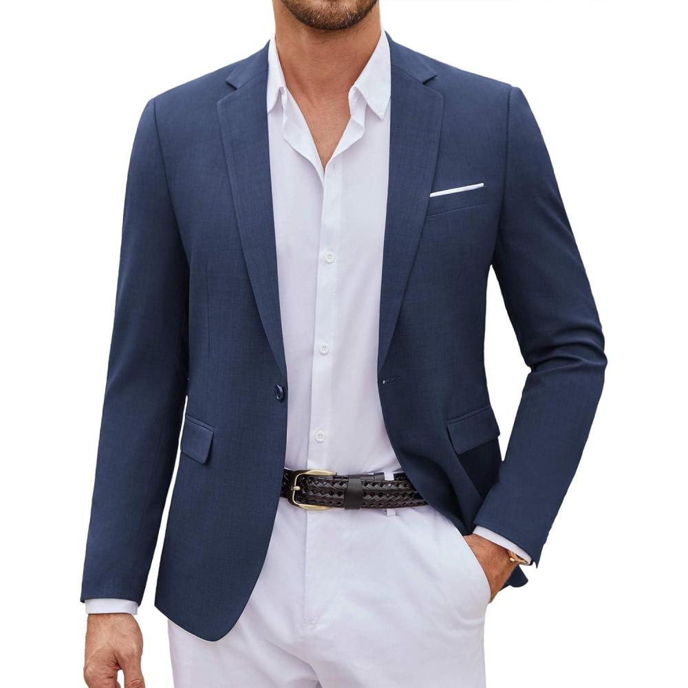 imageCOOFANDY Mens Casual Blazer Suit Jackets One Button Sport Coats Lightweight Business Sports JacketsNavy Blue