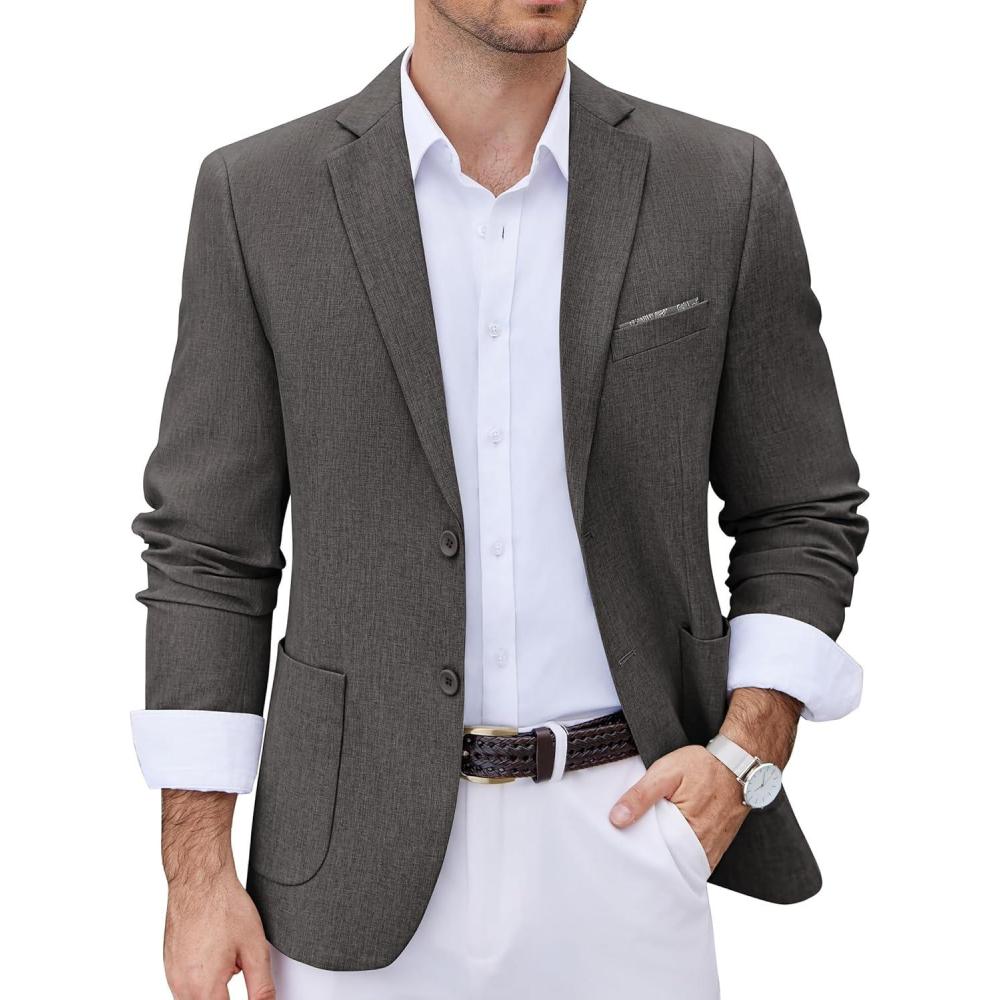 imageCOOFANDY Mens Casual Blazer Two Button Sport Coats Lightweight Printed Lining Suit JacketDeep Grey