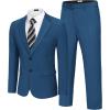 imageCOOFANDY Mens 2 Piece Suits Regular Fit Two Buttons Casual Blazer Jacket and Pants Set Tuxedo Suit for Wedding Prom BusinessNavy Blue
