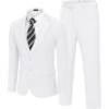 imageCOOFANDY Mens 2 Piece Suits Regular Fit Two Buttons Casual Blazer Jacket and Pants Set Tuxedo Suit for Wedding Prom BusinessWhite