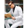 imageCOOFANDY Mens 3 Pieces Suits Classic Fit 2 Buttons Dress Suit Set Wedding Business Dinner Prom Jacket Vest PantsWhite