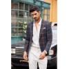 imageCOOFANDY Mens Blazer Casual Sport Coats Slim Fit One Button Suit Jacket Lightweight Sports JacketPlaid Blazer  Denim Blue