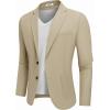 imageCOOFANDY Mens Casual Blazer Jacket Two Button Suit Jackets Lightweight Knit Sport CoatLight Khaki