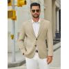 imageCOOFANDY Mens Casual Blazer Jacket Two Button Suit Jackets Lightweight Knit Sport CoatLight Khaki