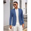 imageCOOFANDY Mens Casual Cotton Linen Blazer Lightweight Linen Sport Coat Two Button Suit JacketBlue