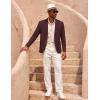 imageCOOFANDY Mens Casual Cotton Linen Blazer Lightweight Linen Sport Coat Two Button Suit JacketDark Red