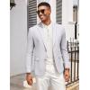 imageCOOFANDY Mens Casual Cotton Linen Blazer Lightweight Linen Sport Coat Two Button Suit JacketLight Grey