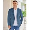 imageCOOFANDY Mens Casual Knit Blazer Stretch Slim Fit Sport Coat Two Button Lightweight Suit JacketsBlue