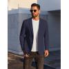 imageCOOFANDY Mens Casual Linen Blazer Jacket Lightweight Sport Coats Two Button Suit JacketsNavy Blue