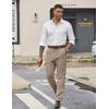 imageCOOFANDY Mens Dress Pants Regular Fit Flat Front Pant Expandable Waist Casual SlacksKhaki