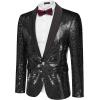 imageCOOFANDY Mens Shiny Sequin Blazer Tuxedo Party Dinner Prom One Button Suit JacketBlack