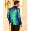 imageCOOFANDY Mens Shiny Sequin Blazer Tuxedo Party Dinner Prom One Button Suit JacketBlue Green